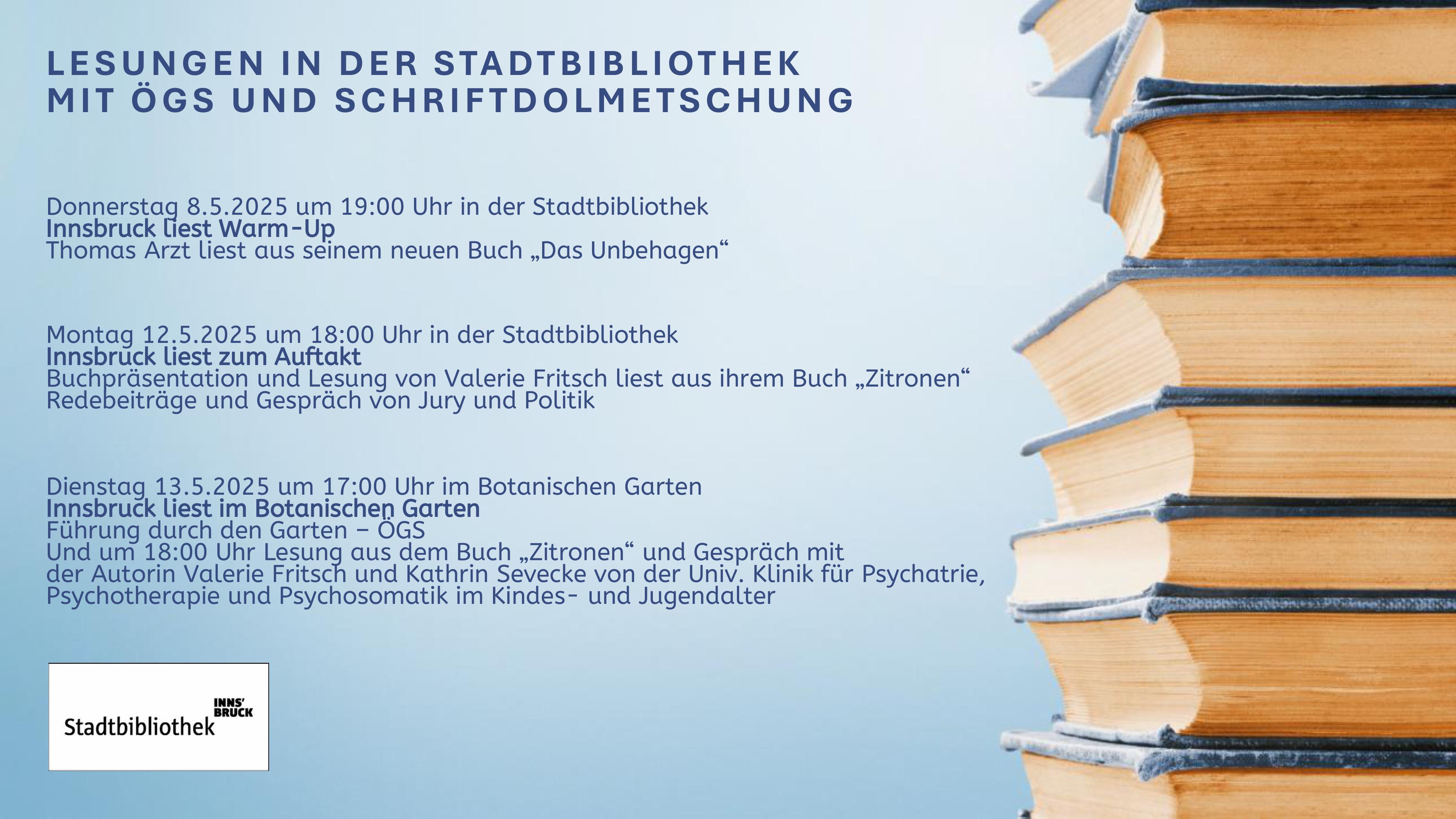 Lesungen Stadtbibliothek Mai 2025